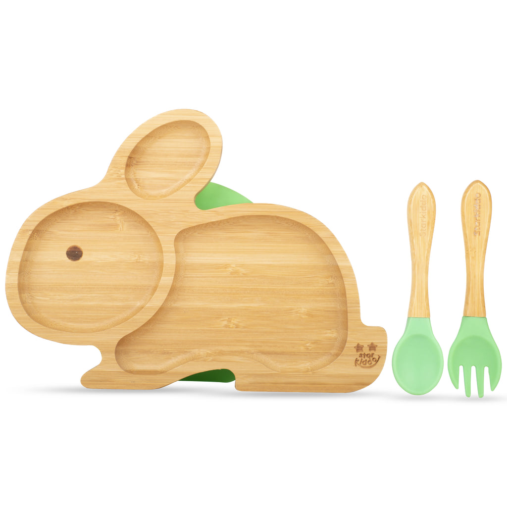 Rabbit Bamboo Plates & Spoon Sets