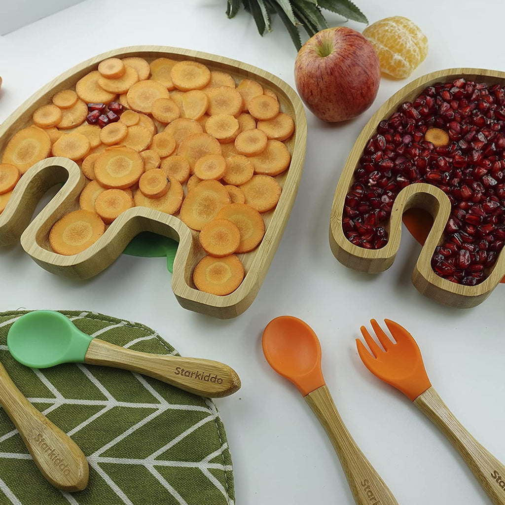 Bamboo Suction Plate with Spoon Sets