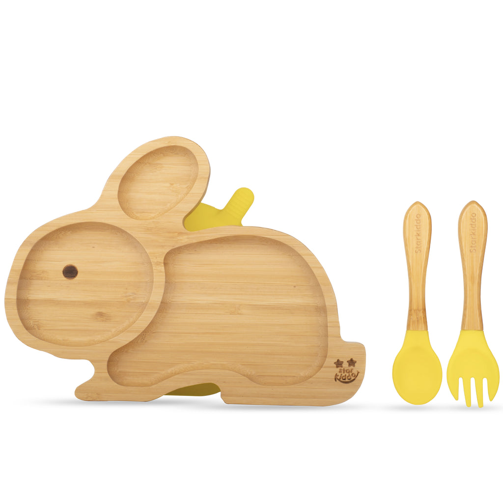 Rabbit Shaped Bamboo Suction Plate & Spoon Sets