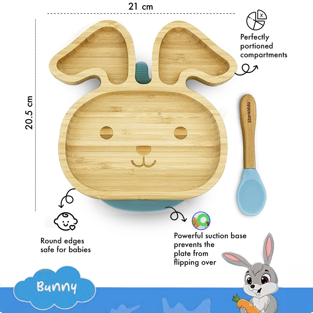 Bunny Shaped Bamboo Suction Plate & Spoon