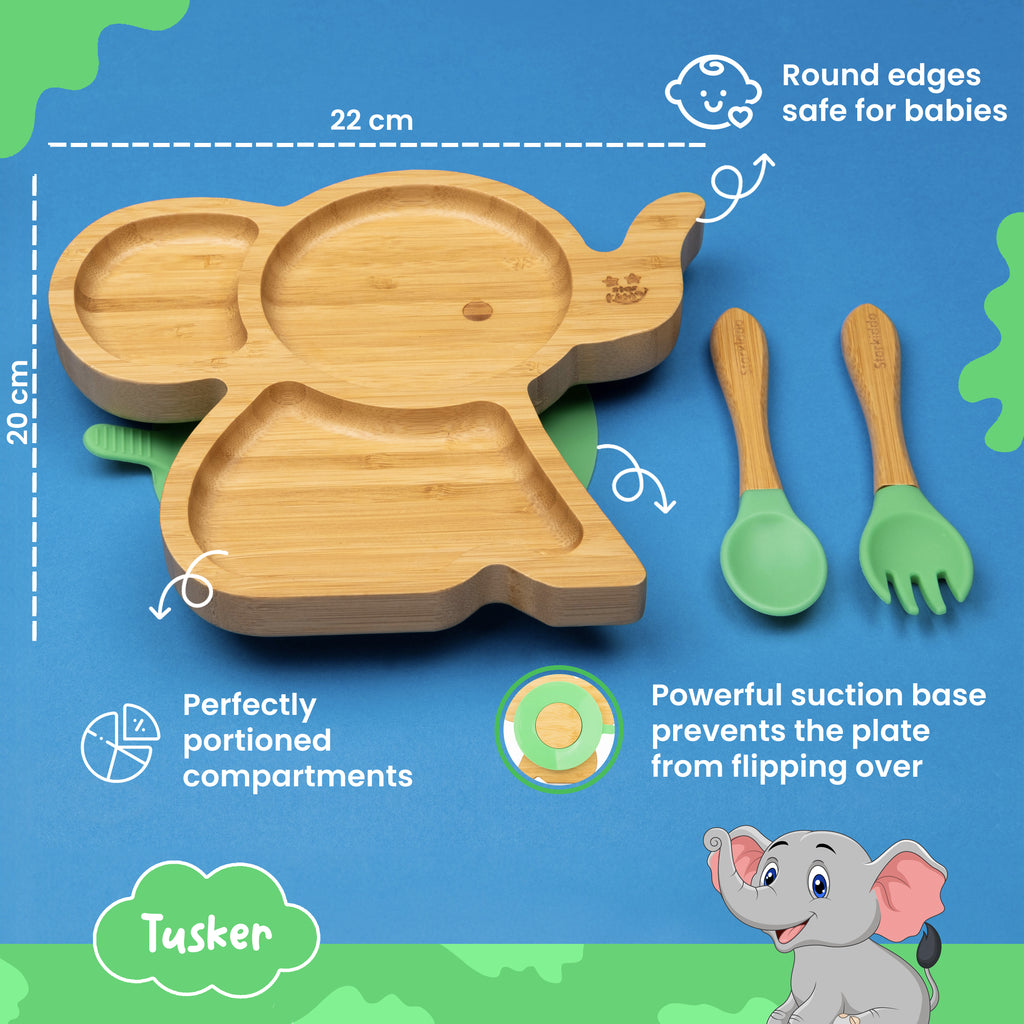 Tusker Shape Bamboo Suction Plate