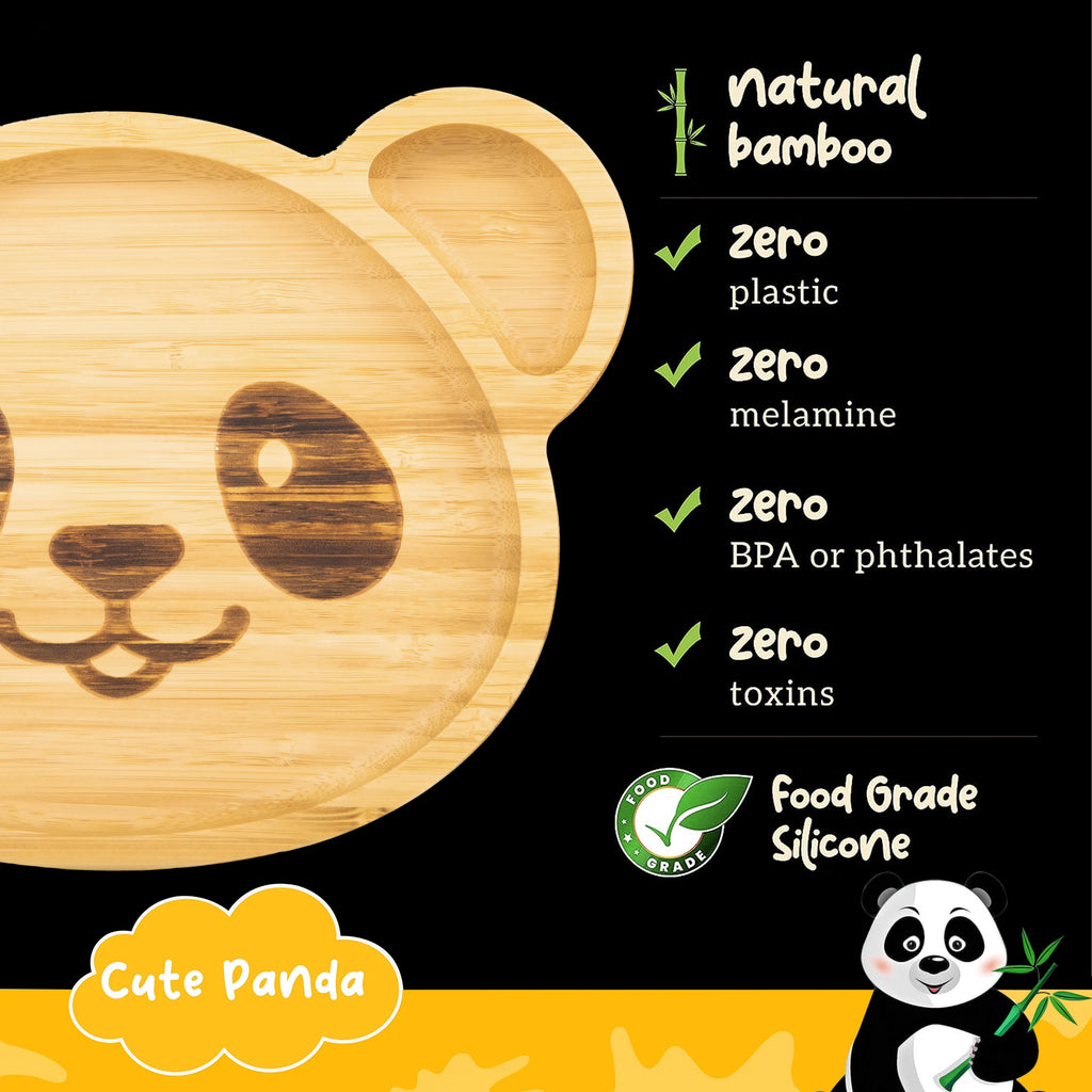 Panda Shape Bamboo Plate for Babies 