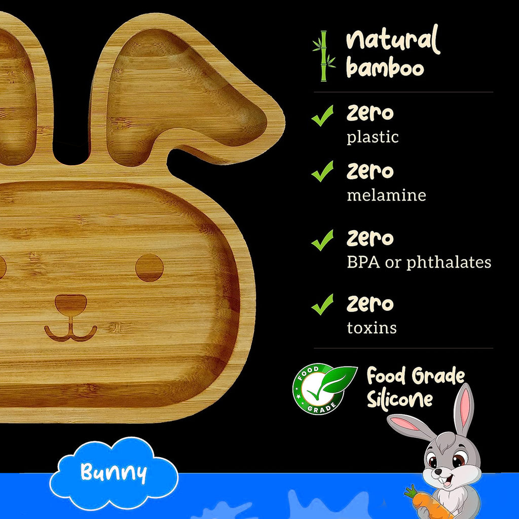 Bamboo Suction Plate - Bunny Shaped 