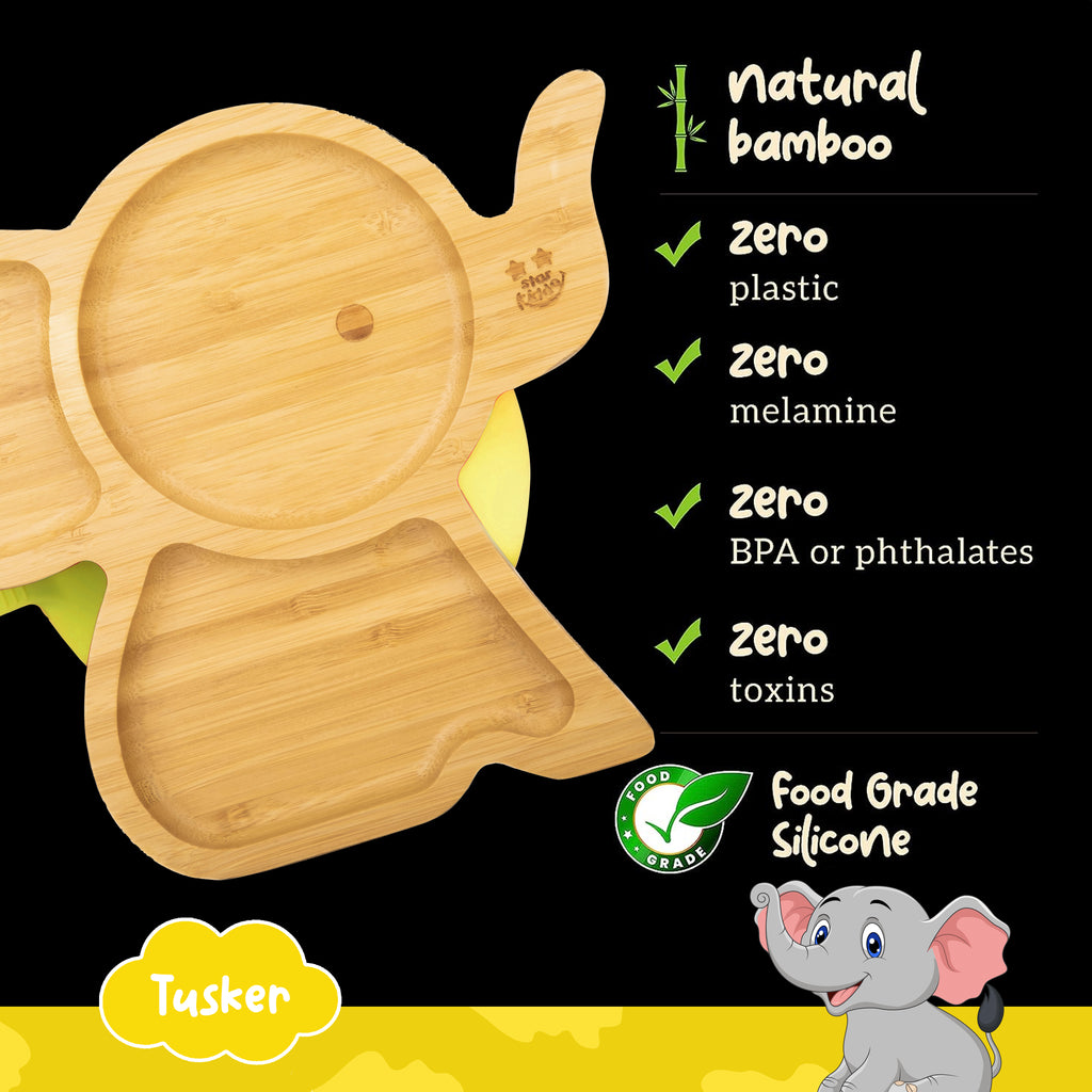 Tusker Shape Bamboo Suction Plate for Kids