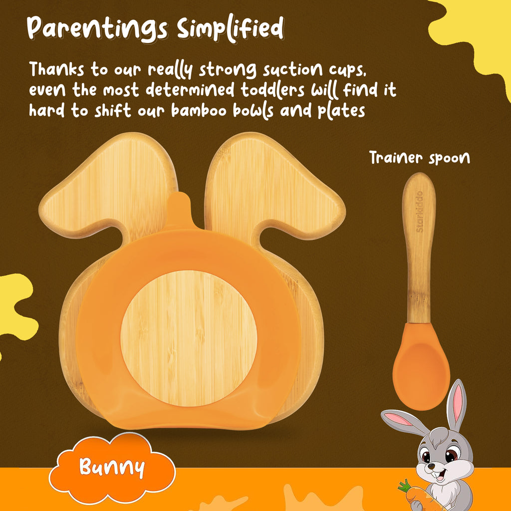 Bamboo Suction Plates - Bunny Shaped
