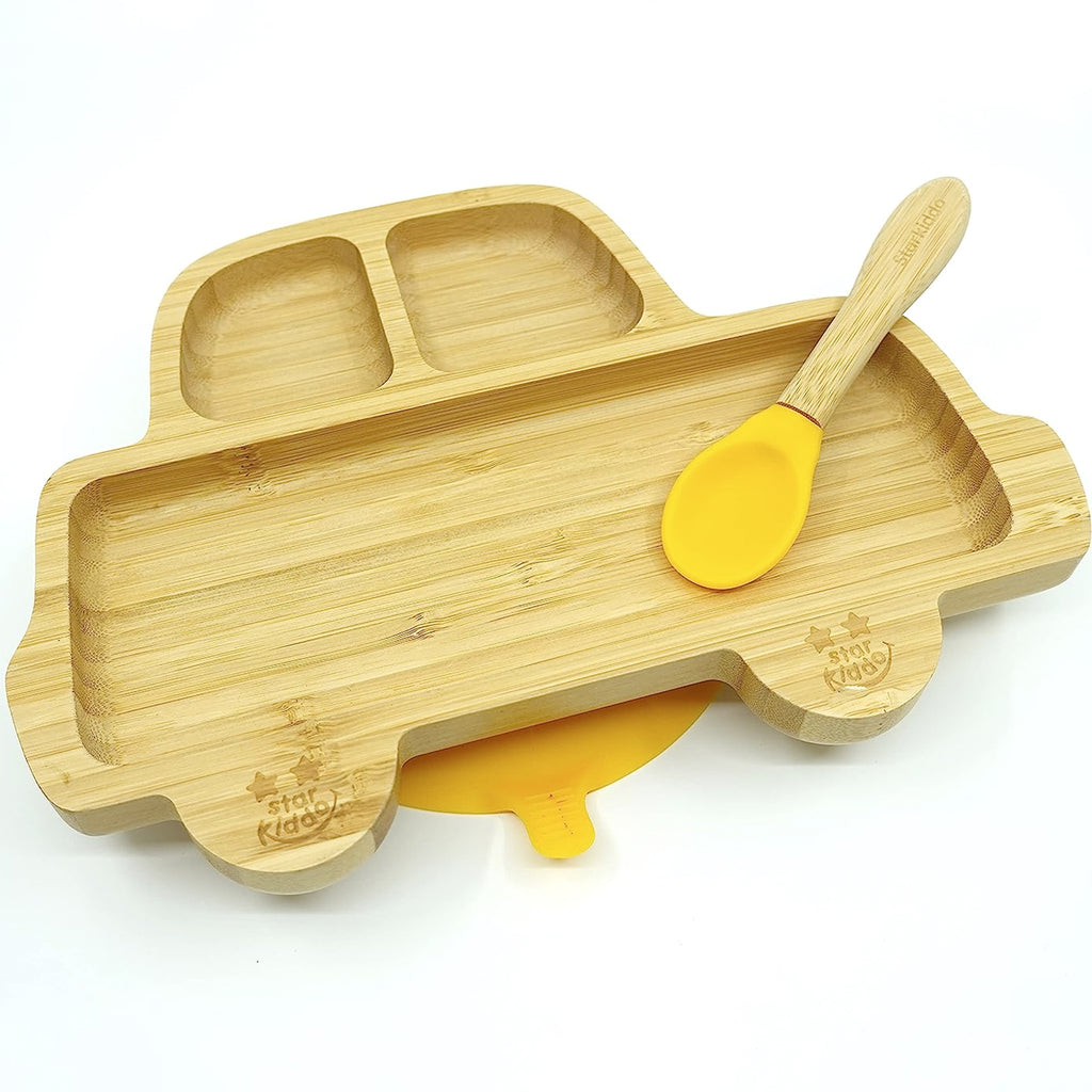 Rider Shape Bamboo Suction Plate for Kids