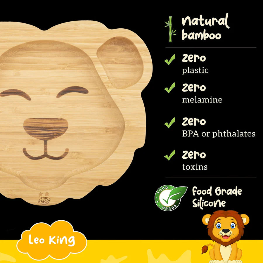 Bamboo Suction Plates - Leo Shaped