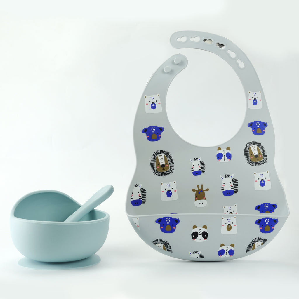 Silicone First Feeding Bowl and Bibs