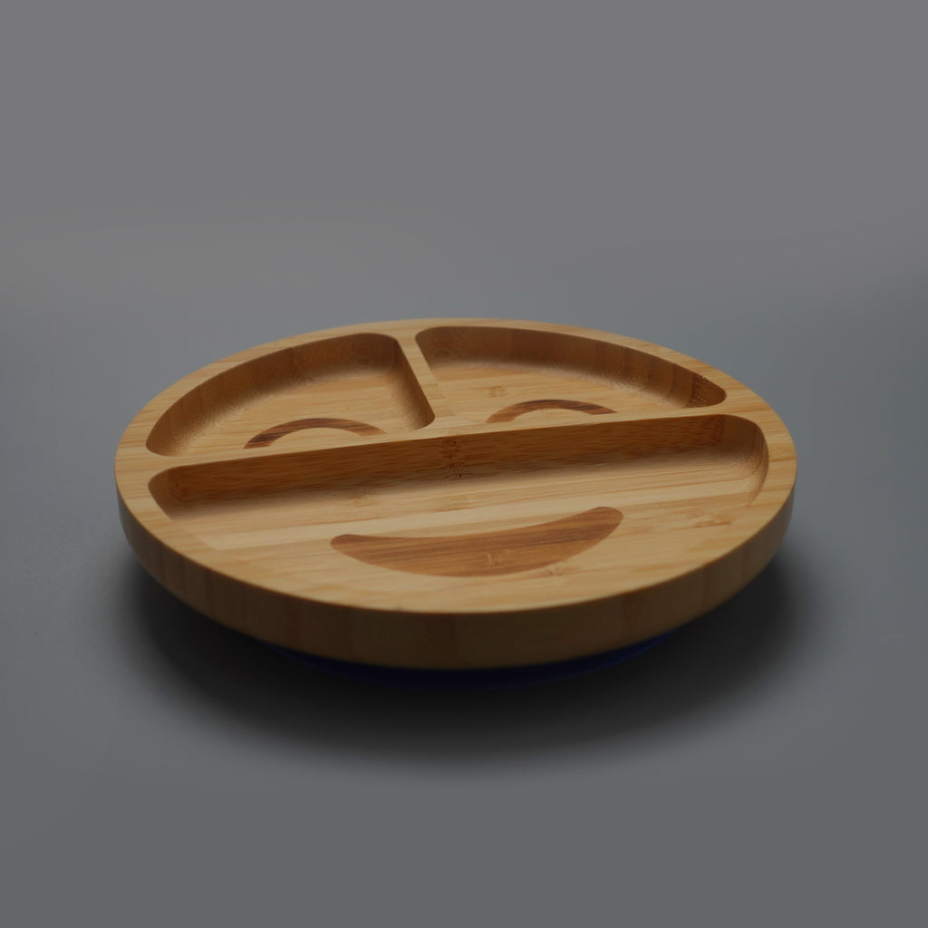 round smiley bamboo suction plate