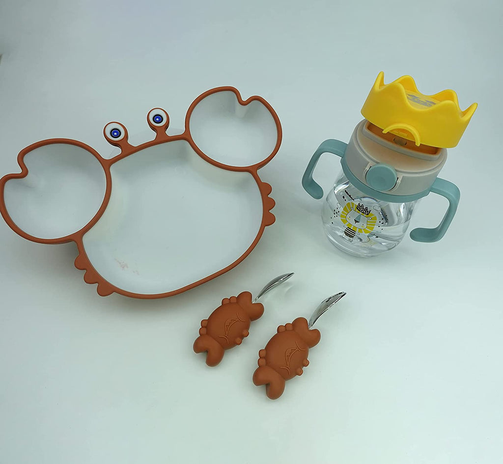 Crab Shape Silicone Suction Plate Sets & Sipper Cup