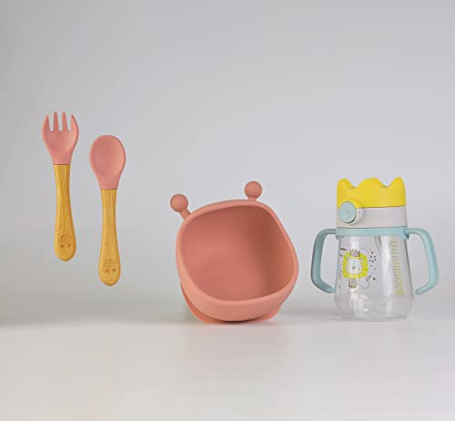 Suction Bowl and Spoon Set with Sippy Bottles for Babies