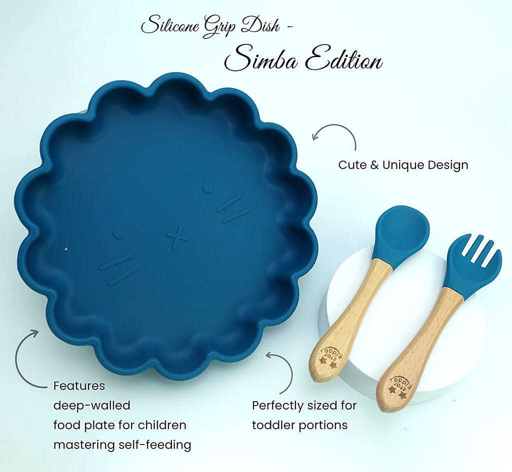 Round Silicone Suction Feeding Plate with Spoons