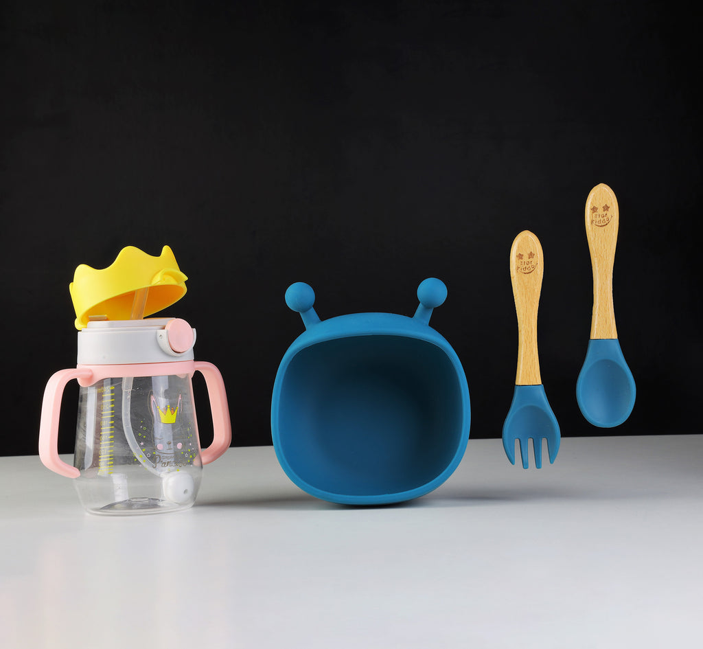 Silicone Suction Bowls and Sippy Cups with Straw for Babies
